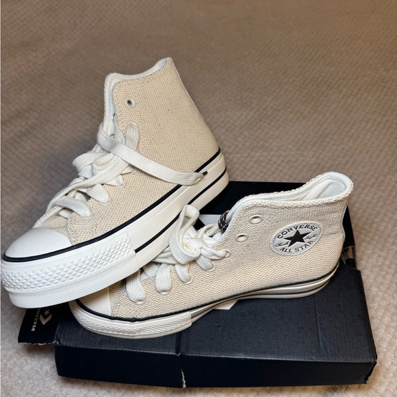 Converse Cream High-Top Sneakers with White Soles - Picture 8 of 8
